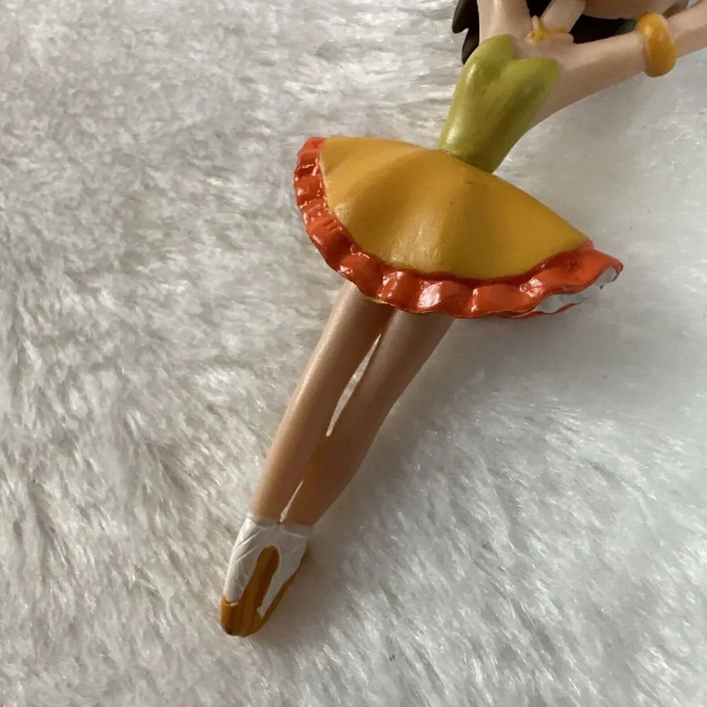 Magical Ojamajo Doremi‎ ballerina Figure Keychain Brown Hair Orange Dress